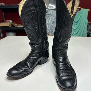 Vintage Tony Lama 6338 Black Cowboy Boots Men’s 8.5D USA Made Western